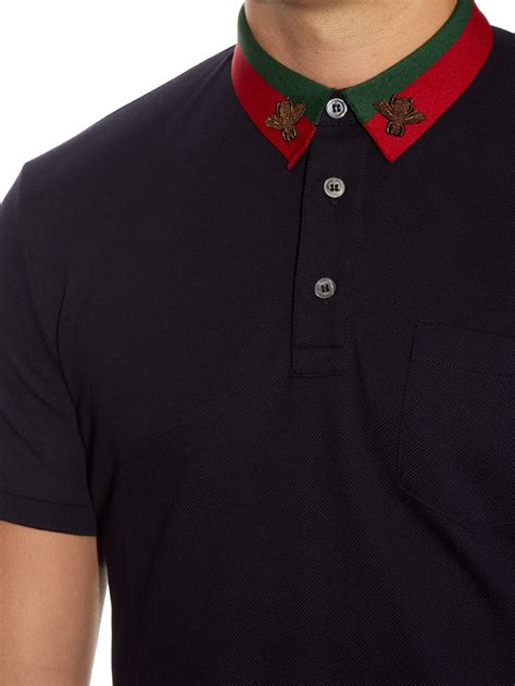 gucci polo shirt mens sale|gucci bee embroidered polo shirt.